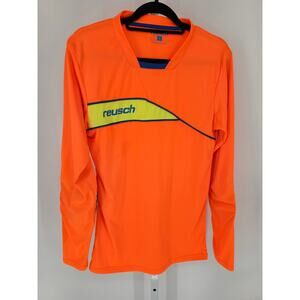 Reusch Goalkeeper Jersey Padded Long Sleeve Mens L Black Orange Soccer Shirt